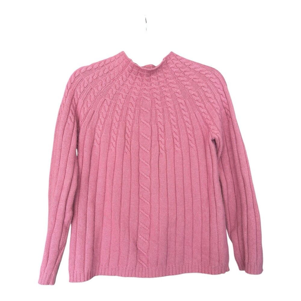 Vtg White Stag cable-knit sweater S Angora Lambswool Blend Pink Barbiecore Prepp